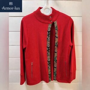 ARMOR-LUX Knit Cardigan Jacket – Red – 4 XL